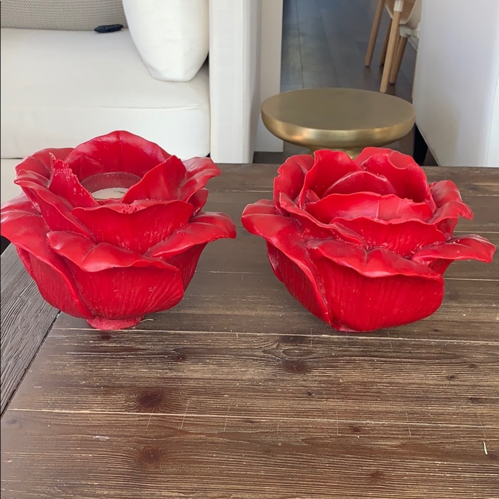 Set of large wax roses with candle(s) inside